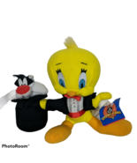 Vtg Looney Tunes Tux Tweety &amp; Sylvester in Hat Magician Plush 1998 7&quot; - $46.22