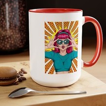 Sexy Retro PopArt Girl with Vibrant Colors 15oz Coffee Mug - $14.95