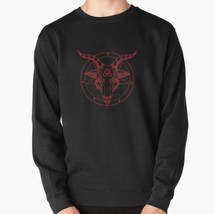  Pentagram Goat Head Baphomet Men&#39;s Pullover Black Sweatshirt - £26.14 GBP