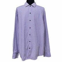 Tasso Elba Lavender Blue Vertical Striped Button Down Shirt Size Large - £11.58 GBP