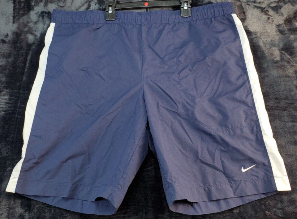 Nike Activewear Swim Shorts Mens Size Large Navy Elastic Waist Flat Fron... - $9.45