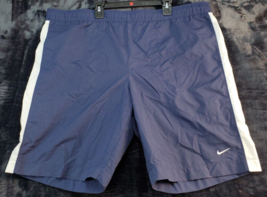 Nike Activewear Swim Shorts Mens Size Large Navy Elastic Waist Flat Front Logo - £8.08 GBP