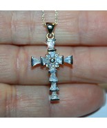 Trillion Diamond Alternatives Cross Pendant Necklace 14k White Gold over... - £42.00 GBP