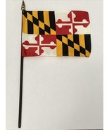 New Maryland State Mini Desk Flag - Black Wood Stick Gold Top 4” X 6” - $149.24 MXN