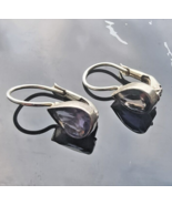 VINTAGE 925 STERLING SILVER violet color TEARDROP EARRINGS - €40,22 EUR
