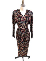 VTG 1980s Dennis Goldsmith Silk Batwing Paisley Dress Made Korea Sz 10 M... - $147.51