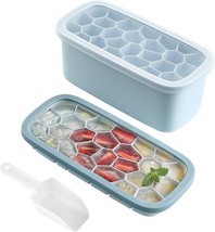 Ice Cube Trays for Freezer,Silicone Ice Cube Tray with Lid and Ice Bin,Ice Scoop - £15.45 GBP