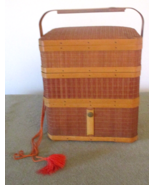 Antique 1946 Occupied Japan Stacked Bamboo Lunch Picnic Basket   - $1,074.46 CAD