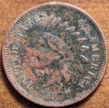 1868 Indian Head Cent Penny Very Fine VF Details Dark Patina Corrosion - $79.30