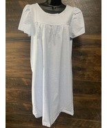 Vintage Carole Smock Dress Mumu Small  Blue White Striped Seersucker Nig... - $40.10 CAD