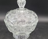 Vintage LE Smith  Moon and Star Clear Glass Round Compote Candy Dish Lidded - £31.14 GBP