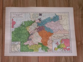 1936 Map Europe 1812 Napoleon Wars Russia Poland Warsaw Duchy Usa Slavery Civic - £22.34 GBP