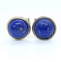 Natural 1.60ctw Sodalite 14K Yellow Gold 925 Sterling Silver Stud Earrings - £83.54 GBP