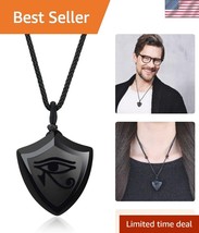Unisex Black Obsidian Eye of Horus Necklace - Talisman for Protection &amp; ... - $77.99