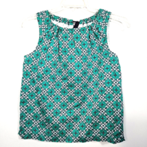 Vineyard Vines Tie Back Sleeveless Green Navy Magnolia Print Top Size S Lined - £19.98 GBP