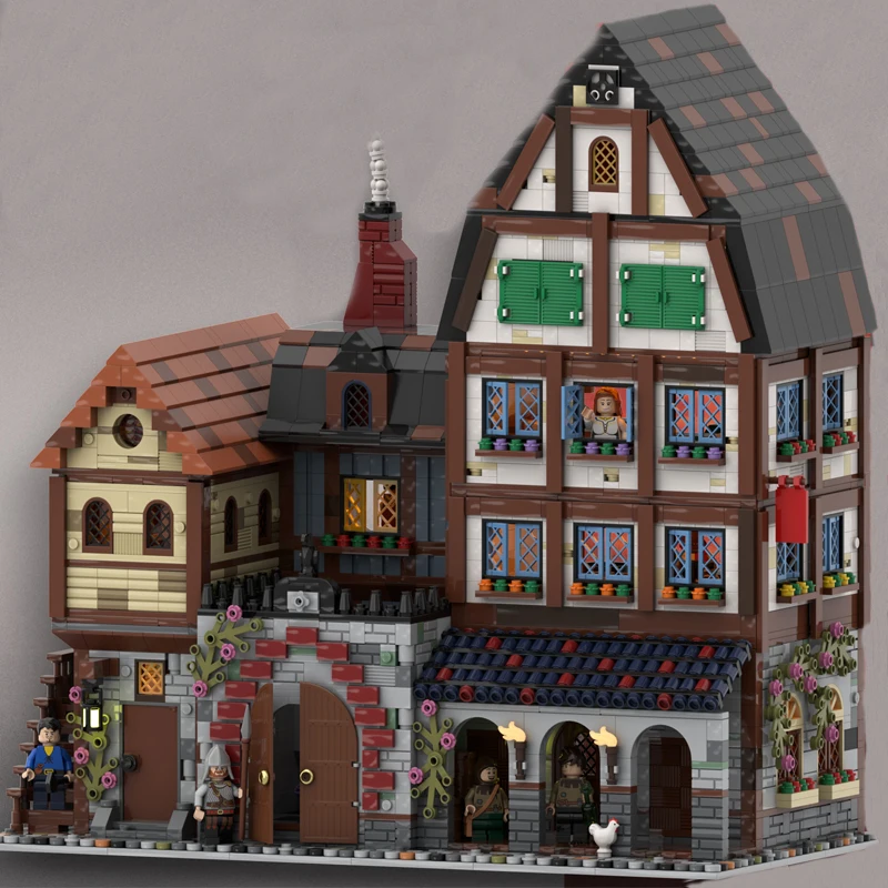 New 4001Pieces Moc European Medieval Castle Model Modular Medieval French Hou - £257.68 GBP