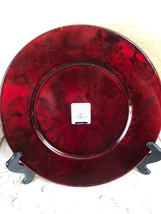 Pier 1 Red Black Metallic 13&quot; Heavy Glass Charger Plates NWT New RARE  ITALY - £32.13 GBP