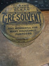 Vintage yellow 1 lb size  Gre-Solvent tin can 15 cents - £7.00 GBP