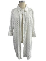 White TOMMY HILFIGER 100% Cotton Shirt Top With Cut Outs / Embroidery Si... - $278.20 MXN