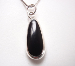 Mother of Pearl and Simulated Black Onyx 925 Sterling Silver Oblong Necklace - £12.32 GBP