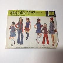 McCall&#39;s 9549 Size 10 Girls&#39; Separates Blouse Vest Pants Skirt - $12.86