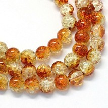 50 Crackle Glass Beads 8mm Amber Brown Mixed Ombre Bulk Jewelry Supplies Mix - £5.82 GBP