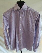 Polo by Ralph Lauren Regent Purple Black &amp; White Striped Shirt Mens Size... - £15.77 GBP