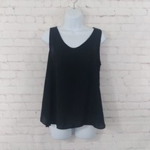 Loft Top Womens Medium Petite Black Sleeveless Tank Scoop Blouse - $19.99