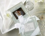 Kate Aspen Good Wishes Pearlized Glass Photo Coasters Set of 2 Gift Boxed - £3.32 GBP
