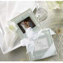 Kate Aspen Good Wishes Pearlized Glass Photo Coasters Set of 2 Gift Boxed - £3.32 GBP