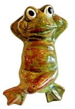 Pottery Frog 1981 Studio Art Signed Will 1981 9 Inches Long Nice Glaze Handcraft - £35.84 GBP