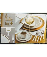1 set Towle, A Table For 4 Porcelain China Set Plus Wine Glasses, Flatware - £53.80 GBP