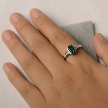 925 Sterling Silver  4.25 CT Emerald Solitaire Ring For Beloved - £39.12 GBP