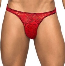 MENS UNDERWEAR BONG THONG MALE POWER RED LACE THONGS - £15.66 GBP