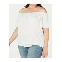 Style &amp; Co Womens L Winter White Off The Shoulder Smocked Top NWT CD17 - $19.59