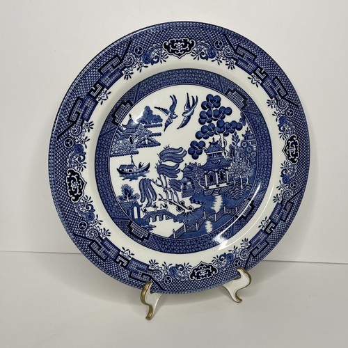 Vintage Churchill Willow Blue Dinner Plate 10&quot; England Oriental - £19.36 GBP
