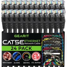 GEARIT 24-Pack, Cat5e Ethernet Patch Cable 6 Feet - Snagless RJ45 Computer LAN N - £52.38 GBP
