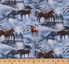 Cotton Horses Equestrian Winter Crystal Glenn Fabric Print by the Yard D770.98 - £7.82 GBP