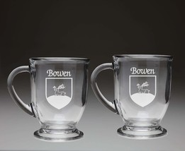 Bowen Irish Coat of Arms Glass Coffee Mugs - Set of 2 - £26.92 GBP