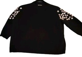 Anthropologie Sweater Lili Sidornio  Molly Bracken Floral Sleeve Beaded Black XS - £17.23 GBP