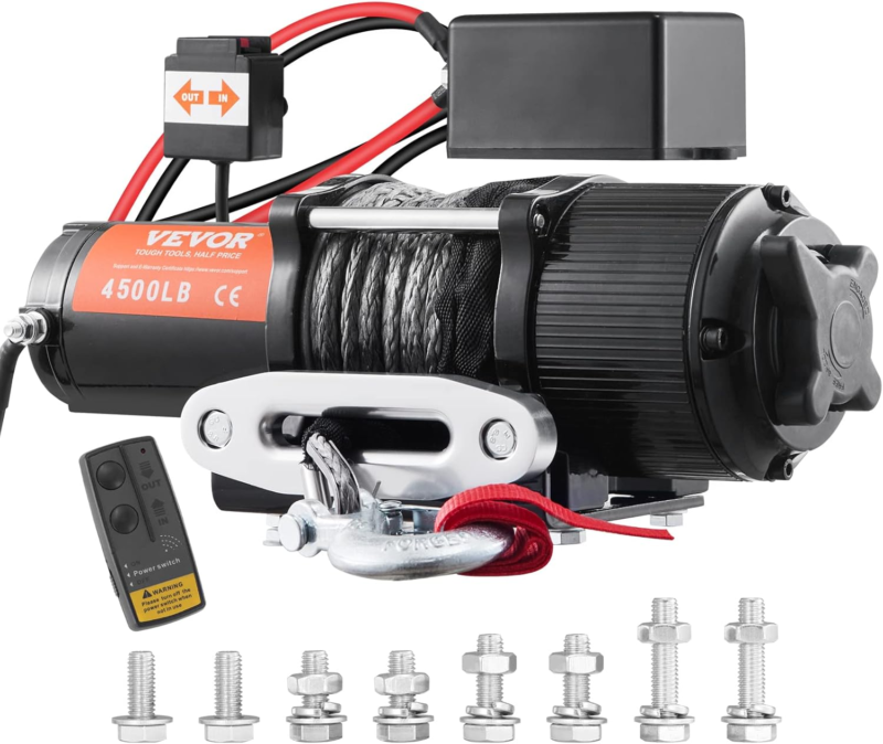 4500 Lb Load Capacity Nylon Rope Winch, IP55 1/4” X 39Ft ATV UTV Winch w... - $215.41