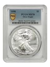 1998 $1 Silver Eagle PCGS MS70 - $2,418.94