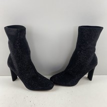 ALDO Delylah Black Studded Fabric Square Toe Block Heel Pull On Boots Womens 8.5 - £18.50 GBP