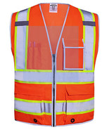 SKSafety Reflective Safety Vest Pockets High Visibility Orange Mesh Back... - $24.44 CAD
