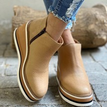 Fashion Women Short Boots Round Toe Shoe Beige 43 - £34.09 GBP