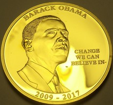 Gold Plated Proof Barack OBama~Change We Can Beleive In 40mm Medallion~F... - £23.43 GBP