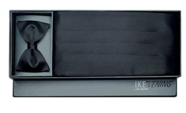 Ike Behar Black Silk Cummerbund and Bow Tie Set - $74.25