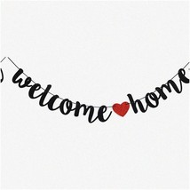 Homecoming Hero Banner - Glittery Black Welcome Home Decorations for Military Ar - $19.79