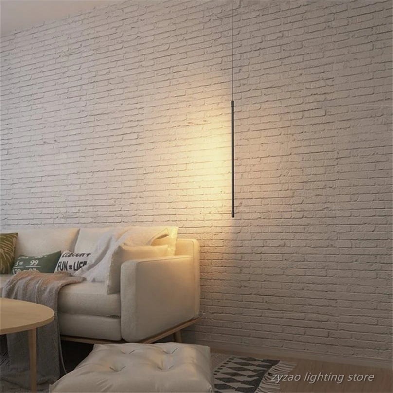 Nordic Line Strip Pendant Lights Bedroom Bedside Lamp Living Room Backgr... - $62.57+