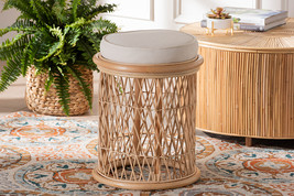 Harmony Bohemian Natural Rattan Ottoman Footstool - $131.00